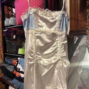 White and blue babydoll dress